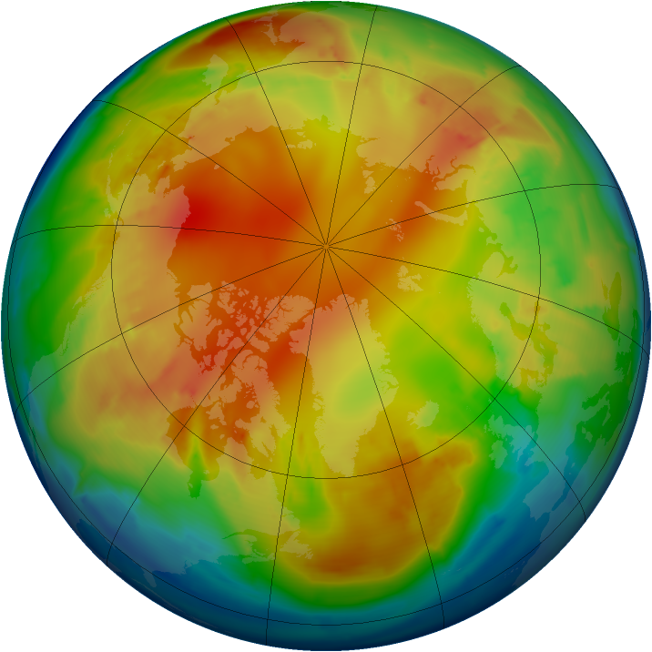 Arctic ozone map for 29 January 2013
